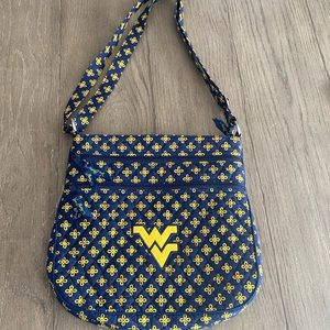 Vera Bradley cotton WV purse with adjustable strap and zippered pockets